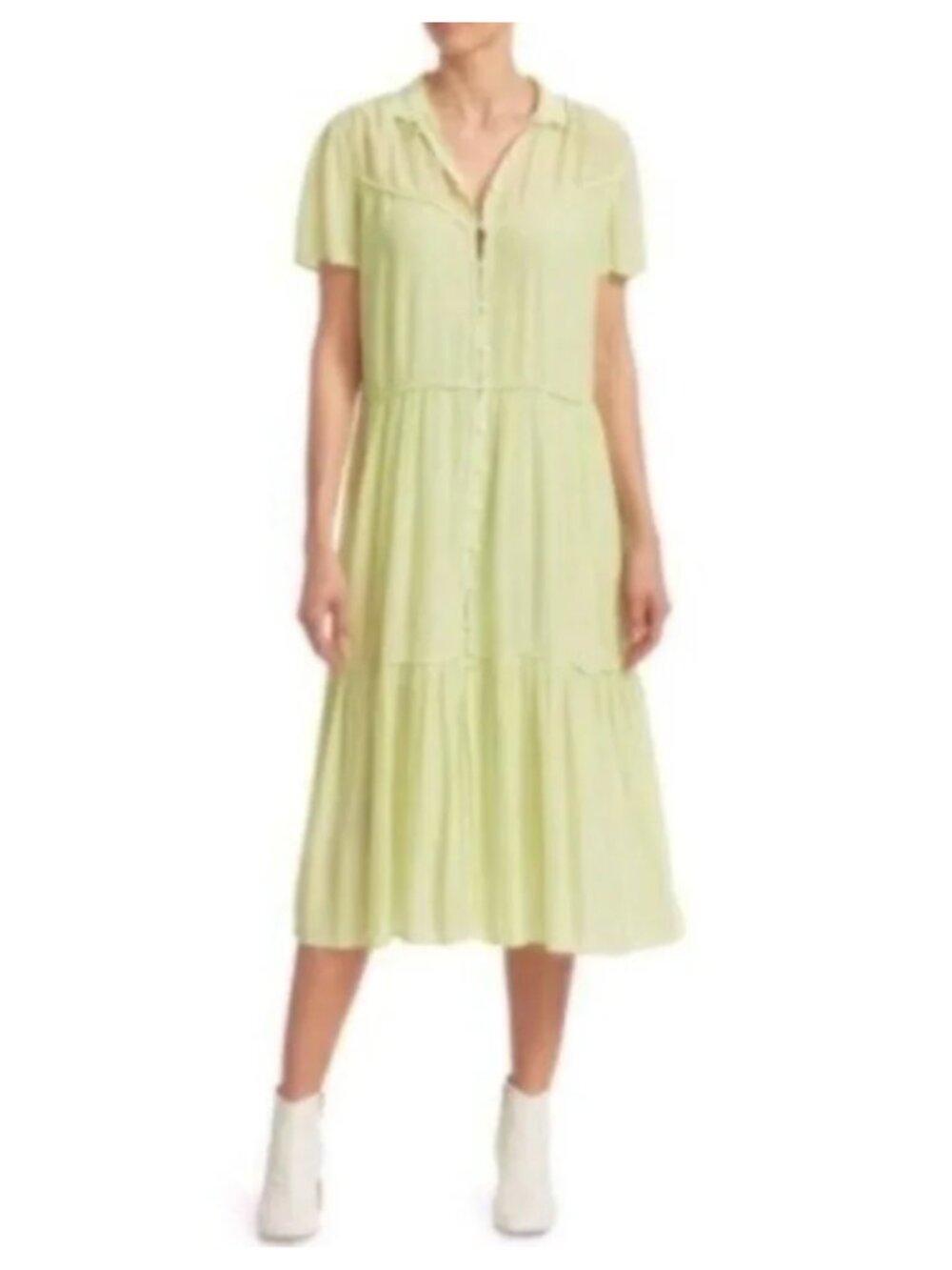 Rag & Bone Light Green Gauzy Tiered Midi Boho Dress Small